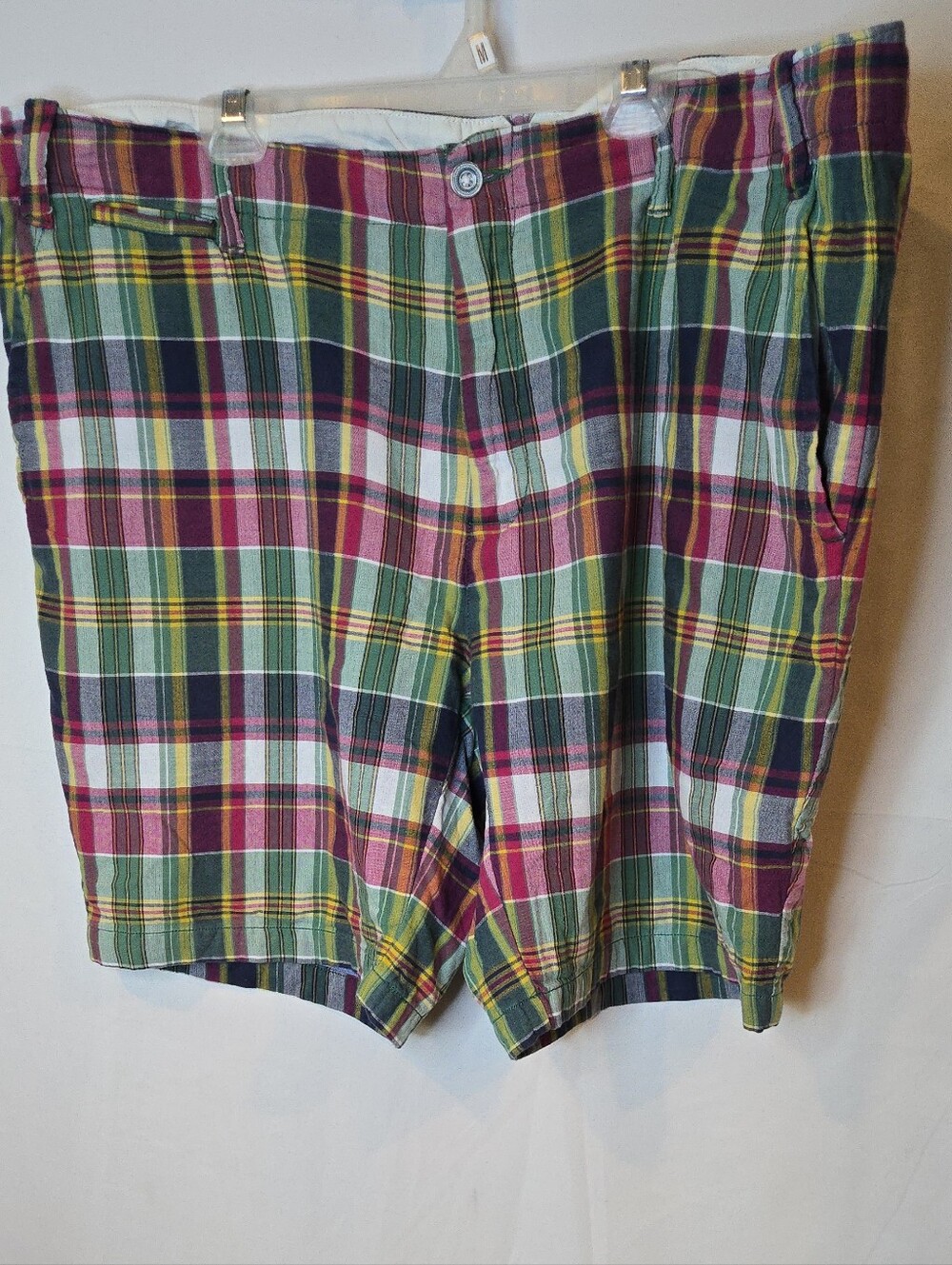 Polo Ralph Lauren Vintage Madras Men's 40 Plaid Cotton Shorts Green Pink